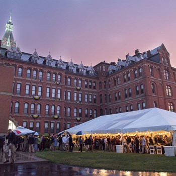 main building at dusk
